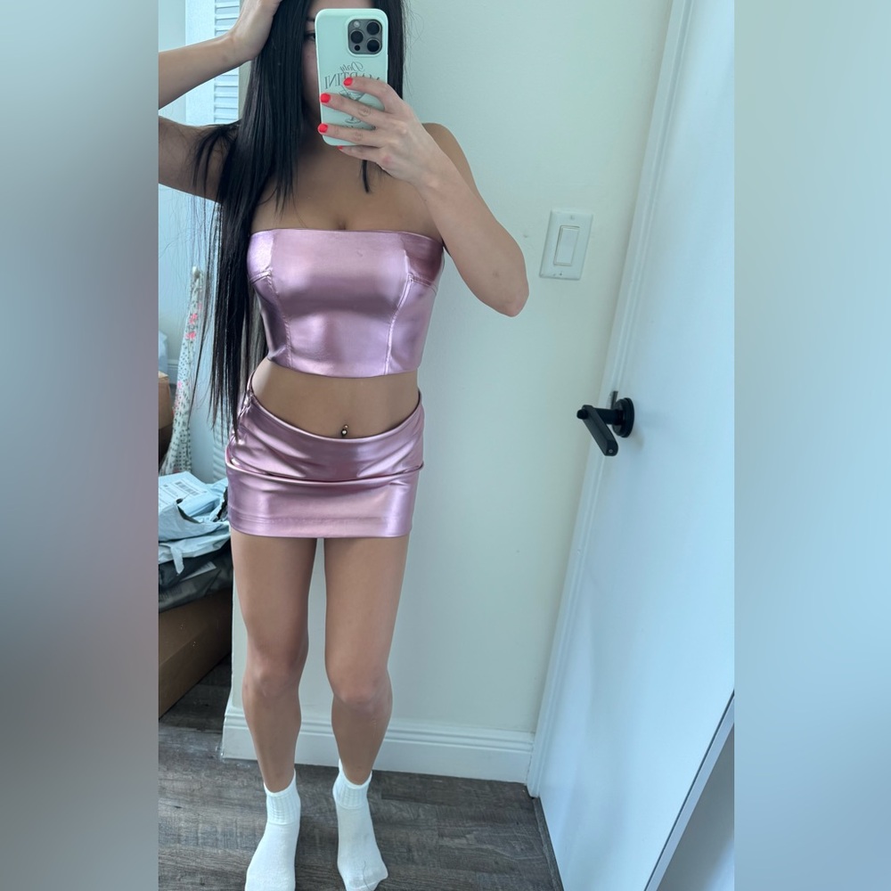 Song of Style Metallic Pink Mini Skirt